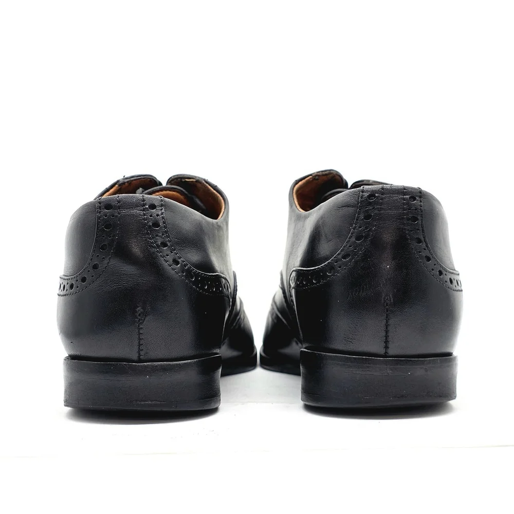 Wolf & Shepherd Senna Wingtip Oxford Shoes Men 8 Black Italian Leather